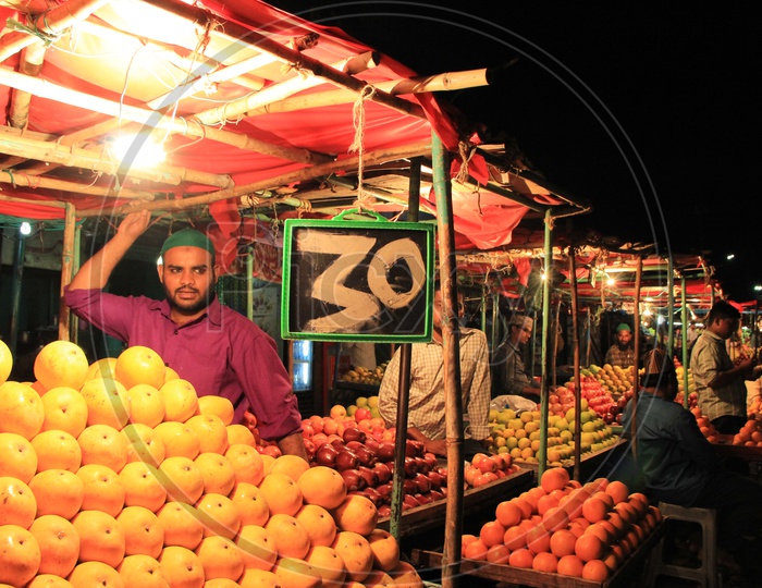 Fruit Vendors At Stalls Around Charminar