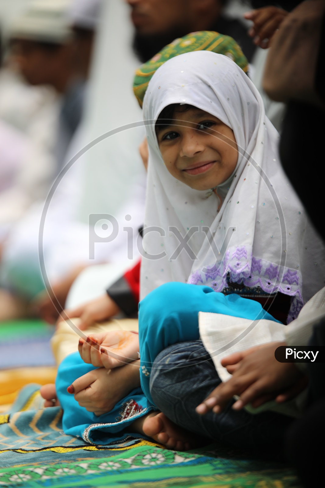 Muslim Girl Performing  Namaz Prayers At Jama Masjid During  Ramzan Ramdan  Festival