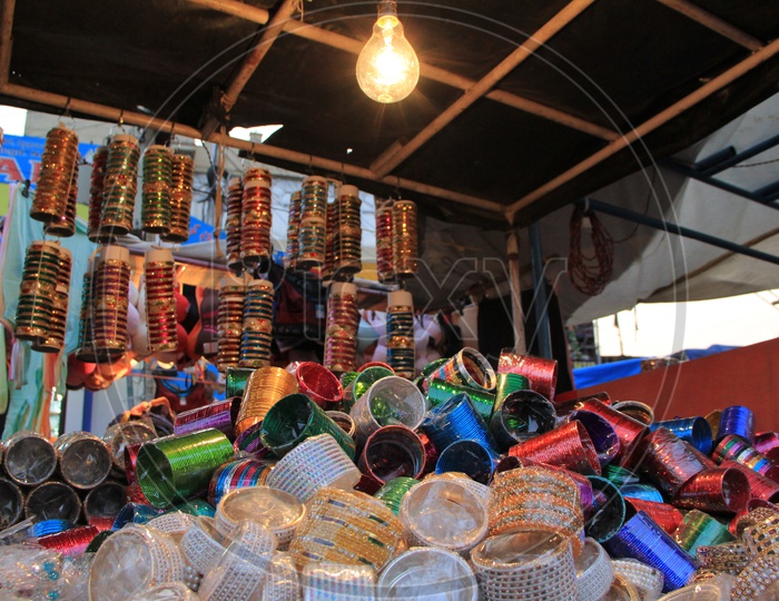 Bangle Vendor Stalls Around Charminar Streets