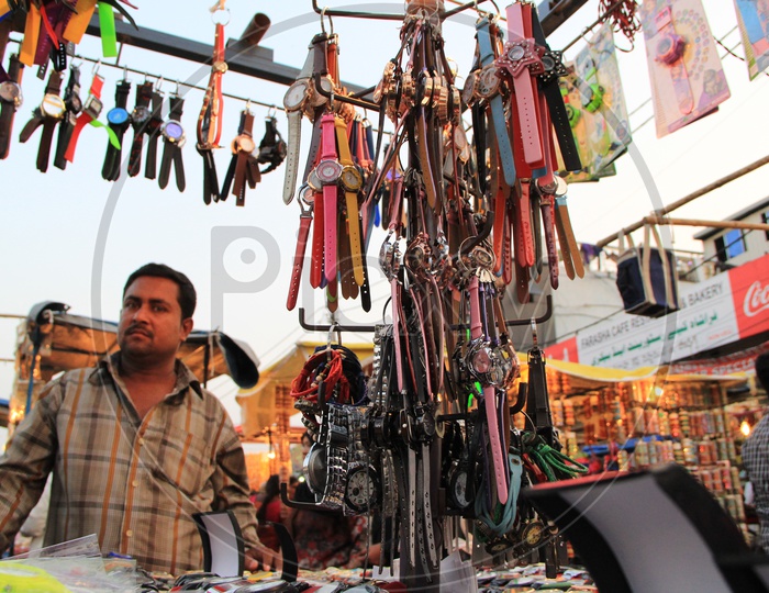 Wrist Watch Vendor Stall Around Charminar