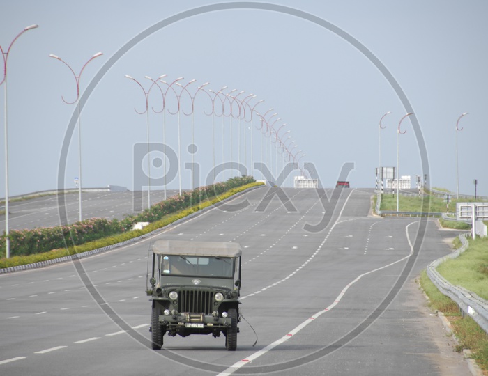 A Jeep On Nehru Outer Ring road ORR Hyderabad