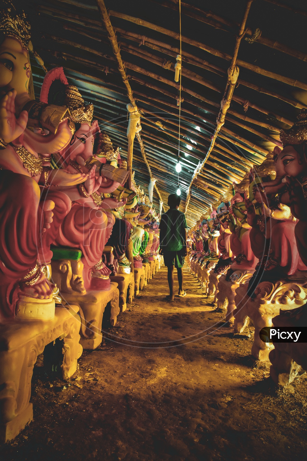 Hundreds of Ganesha idols.
