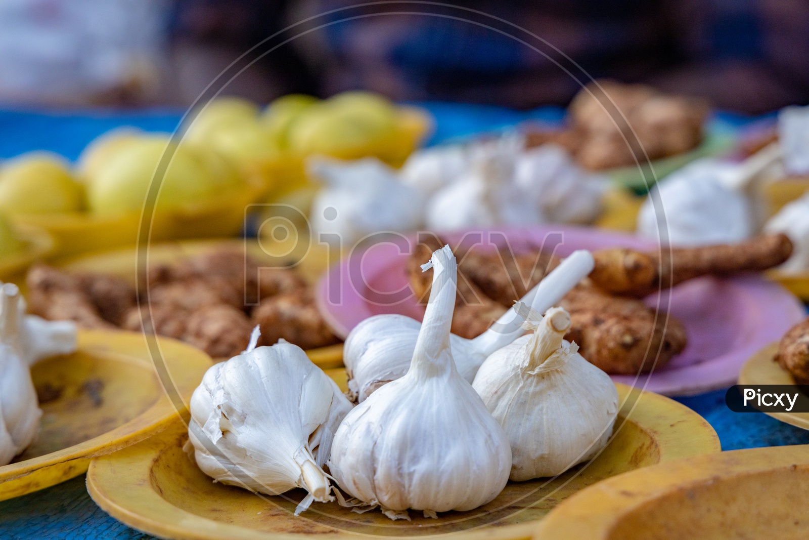 Garlic in a Vegetable Vendor Stall