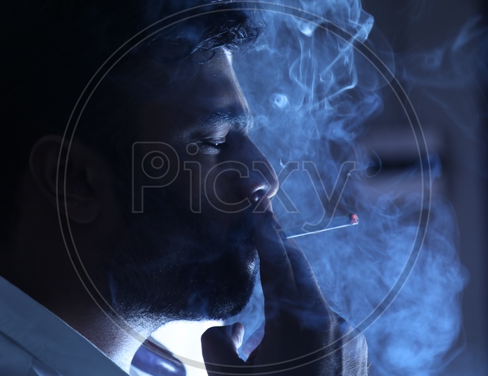 Indian Man  Smoking Cigarette