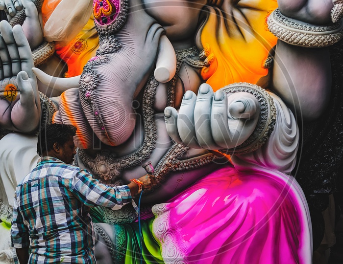 Ganesha getting ready for Chaturti @ dhoolpet