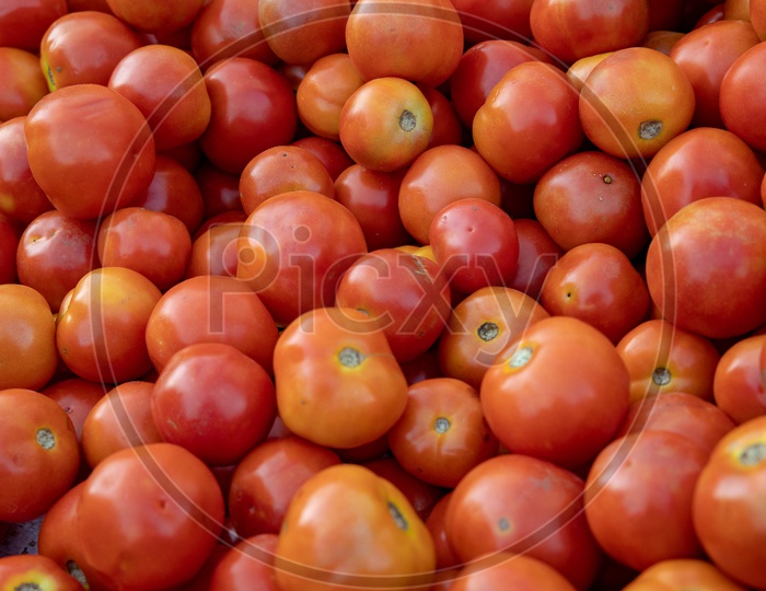 Tomatoes  In a Vegetable Vendor Stall