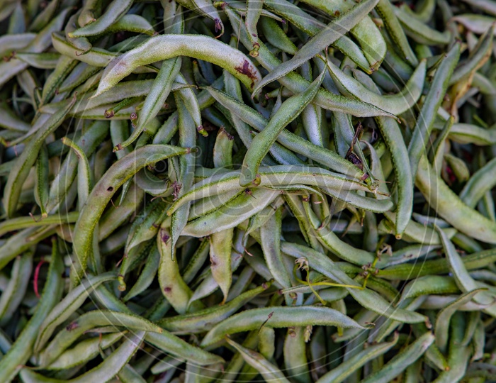 Cluster Beans  Goru chikkudu  In a Vegetable Vendor Sttall