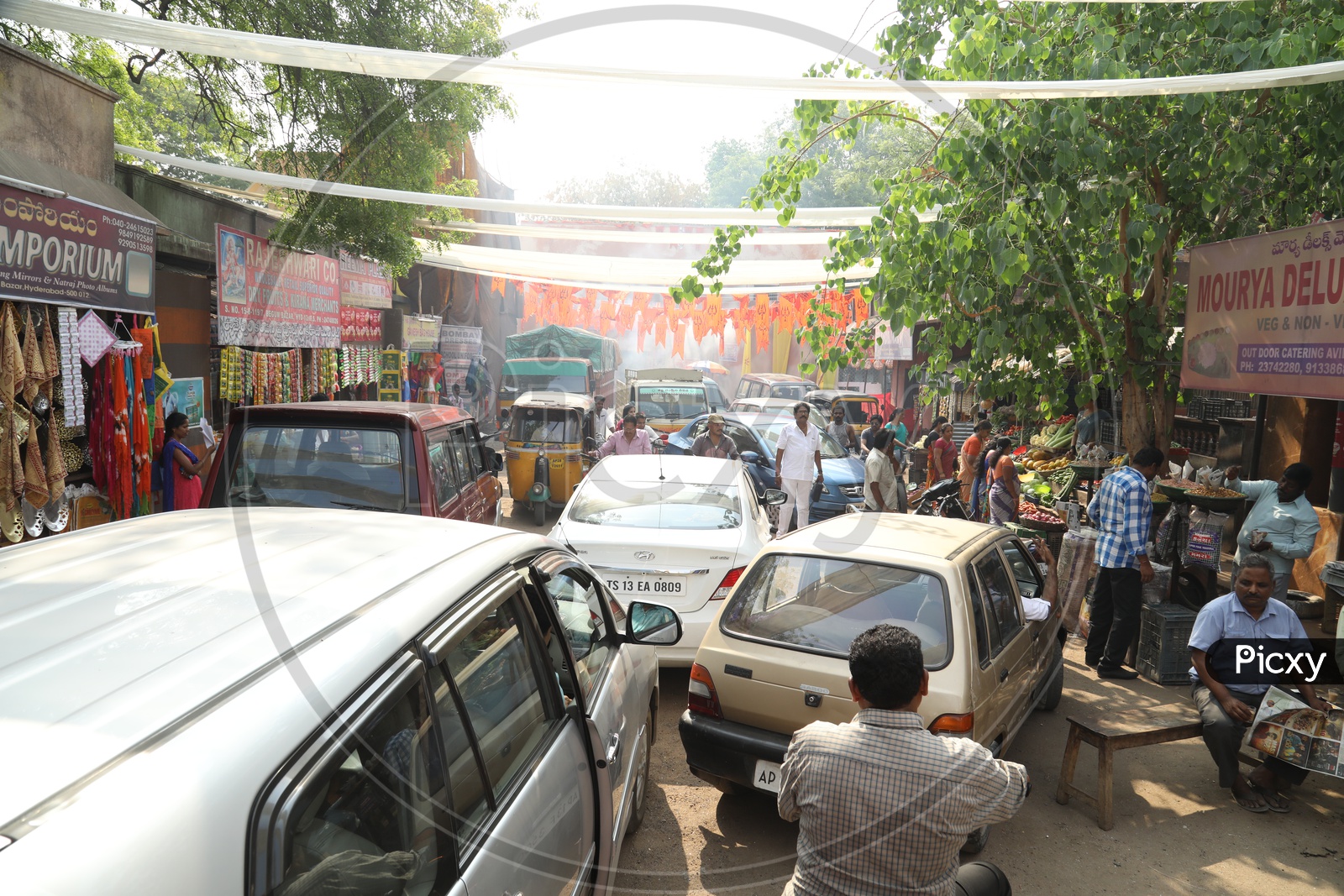 Traffic Jam Grid Lock  in a  Busy Street