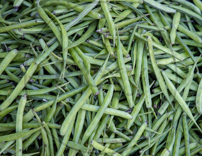 Cluster Beans  Goru chikkudu  In a Vegetable Vendor Sttall