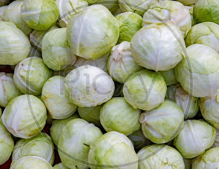 Cabbage  in a Vegetable Vendor Stall