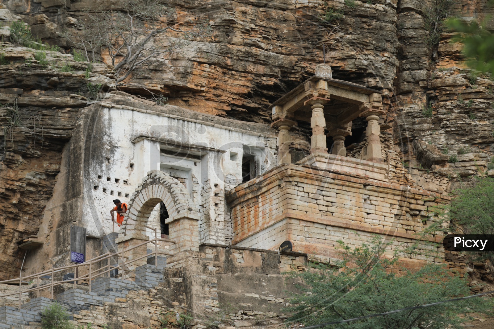 Hindu Temple Construction on Caves Of A Rock Hill