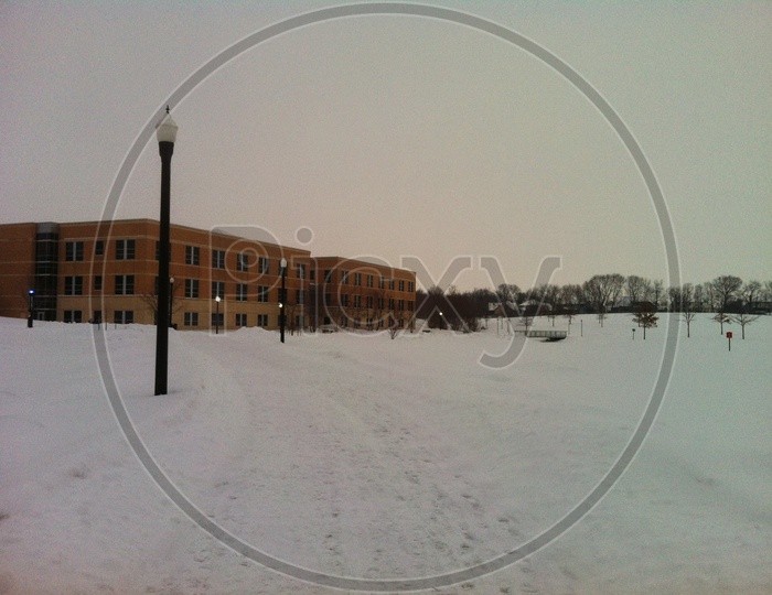 Snow Filled Surroundings of  Northern Illinois University