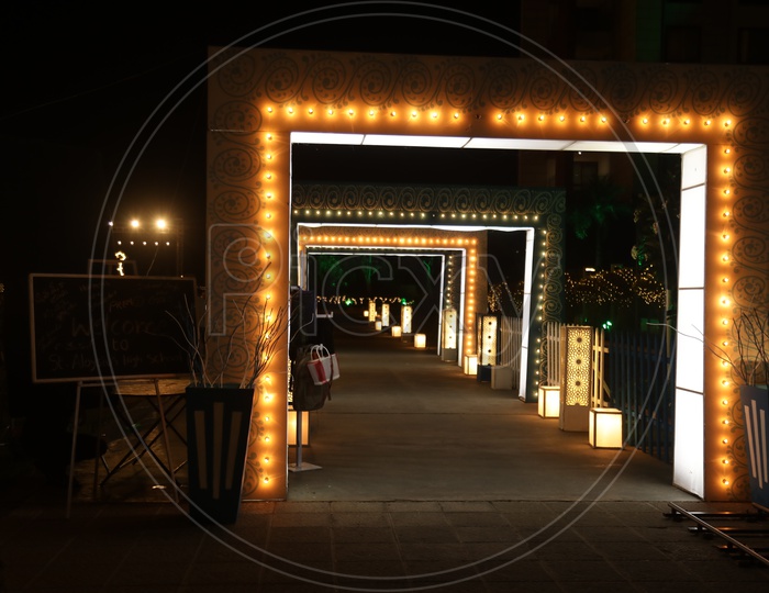 Led Light Decorated Arches As a Corridor
