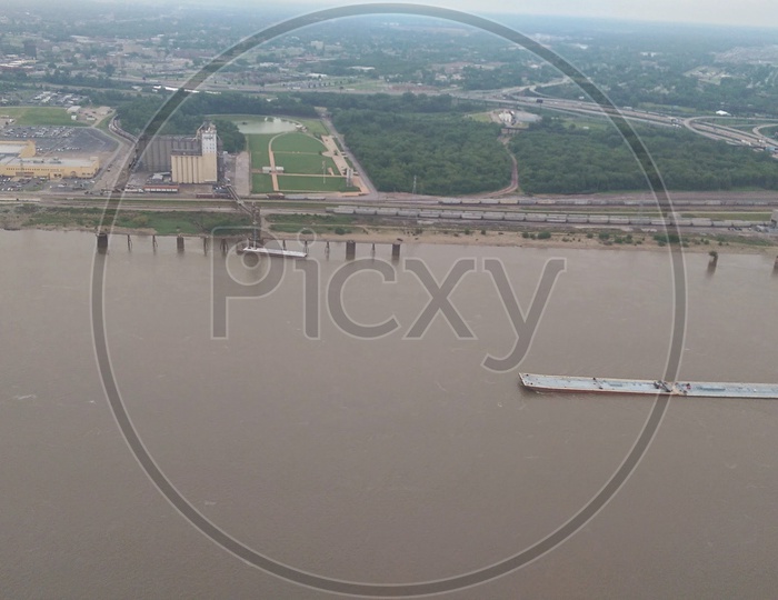 A View Of Mississippi River From St Louis Arch Or Gateway Arch in Missouri