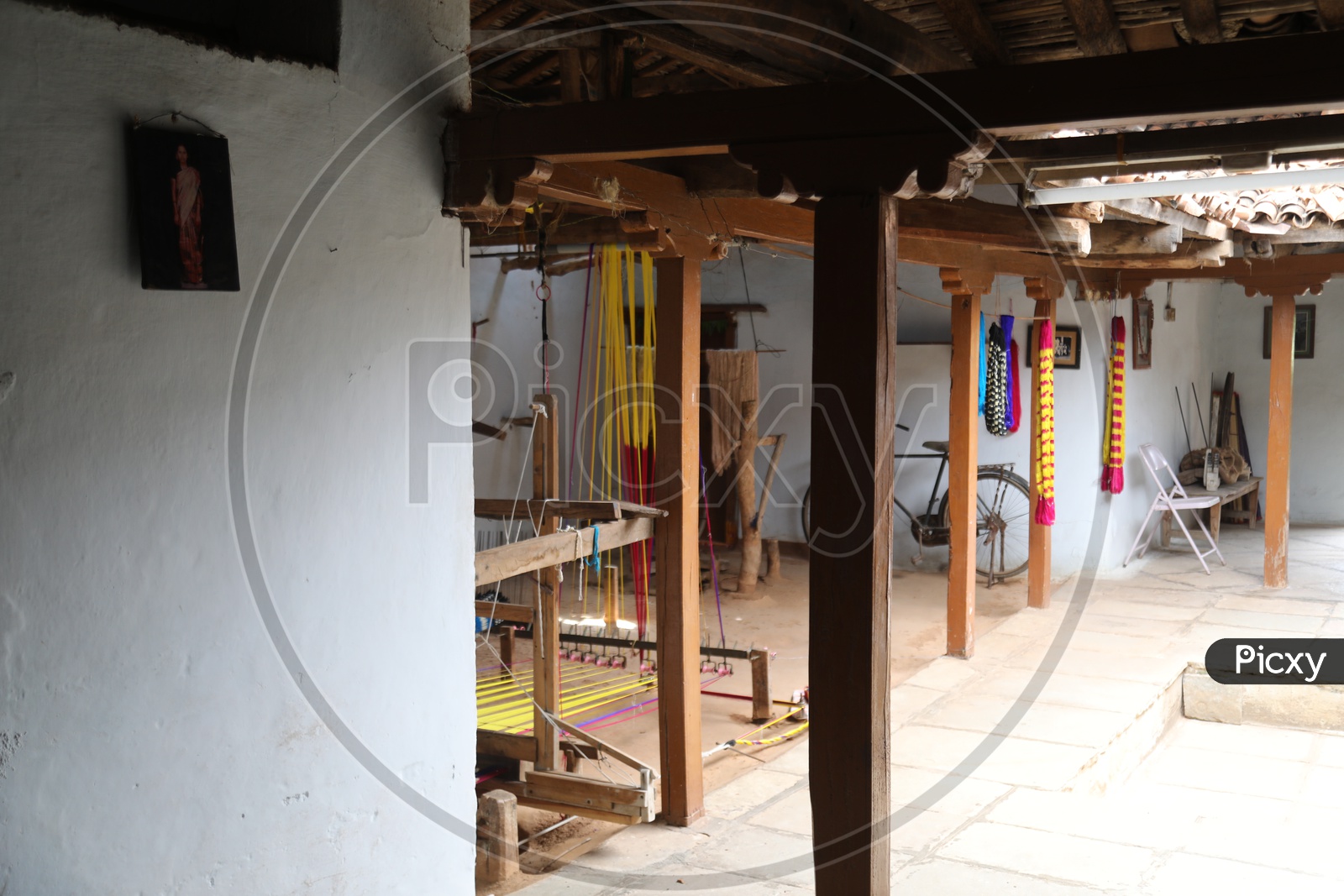 Houses With Weaver Machines in Pochampally Village  Where Ikkat or ikat Or Silk Sarees  Being Weaved