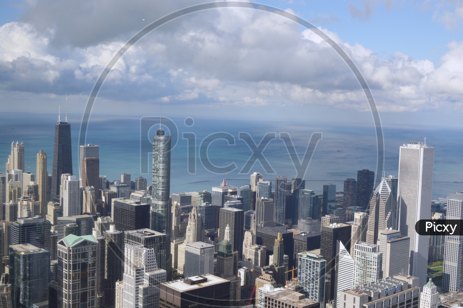 Aerial View Of Chicago City With High Rise Buildings And Sky Scraper in Chicago