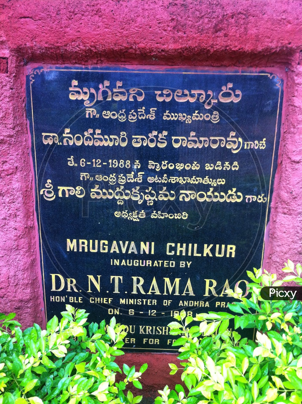 Foundation Stone  At Mrugavani National Park  Opened By Dr. N.T.Rama Rao