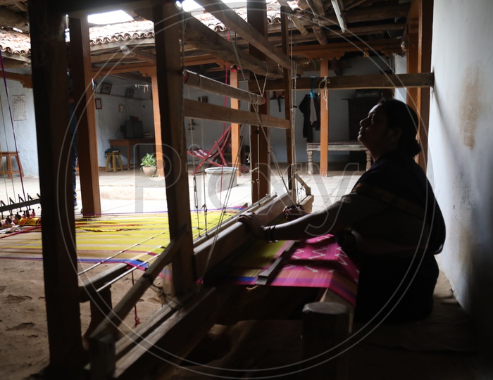 Weaving Machines In Houses Of Weavers Of Pochampally Ikkat Or Ikat Sarees