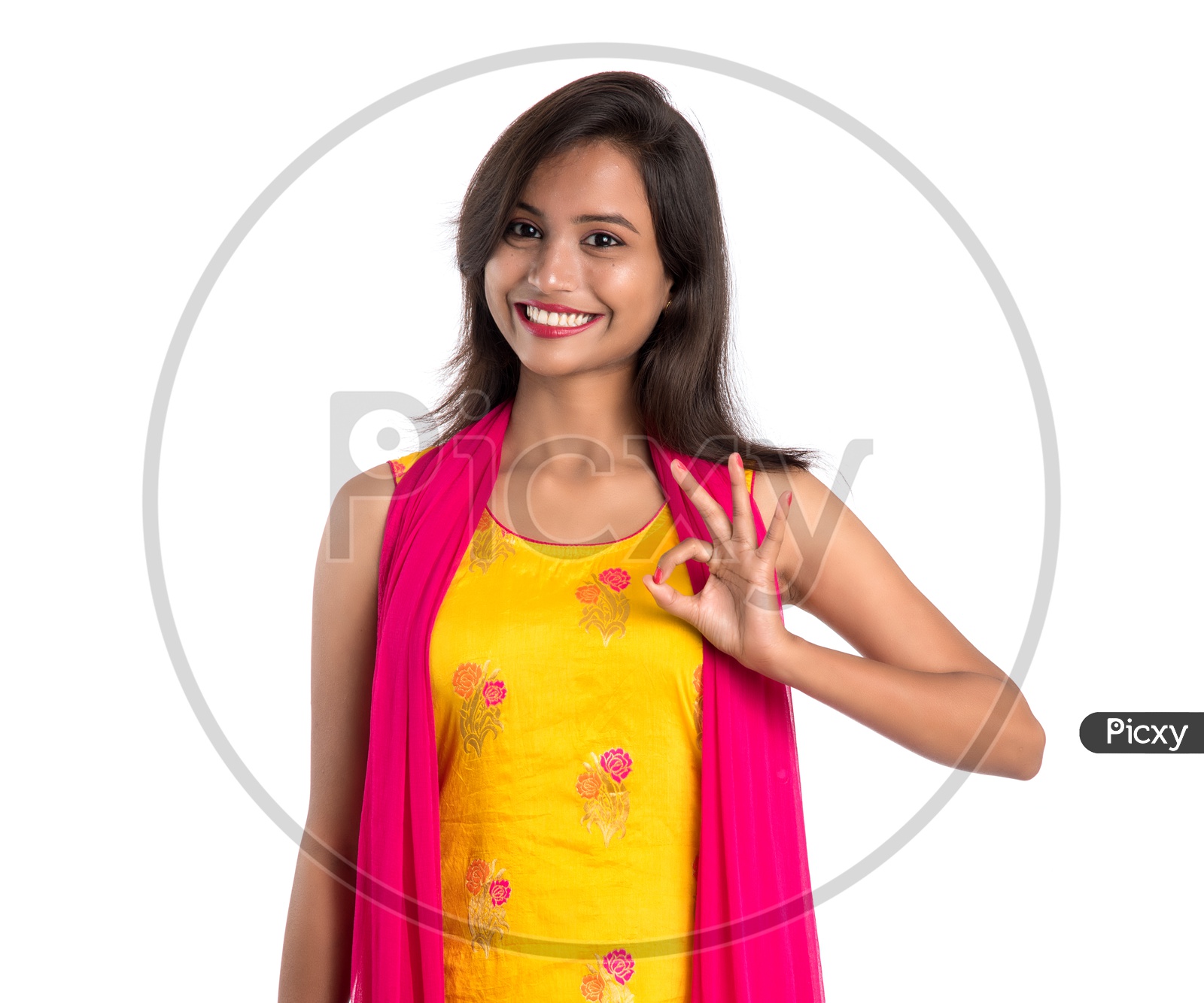 Young Indian Girl or Woman With Happy Positive Gestures And Smile Expressions Posing On an Isolated  White Background