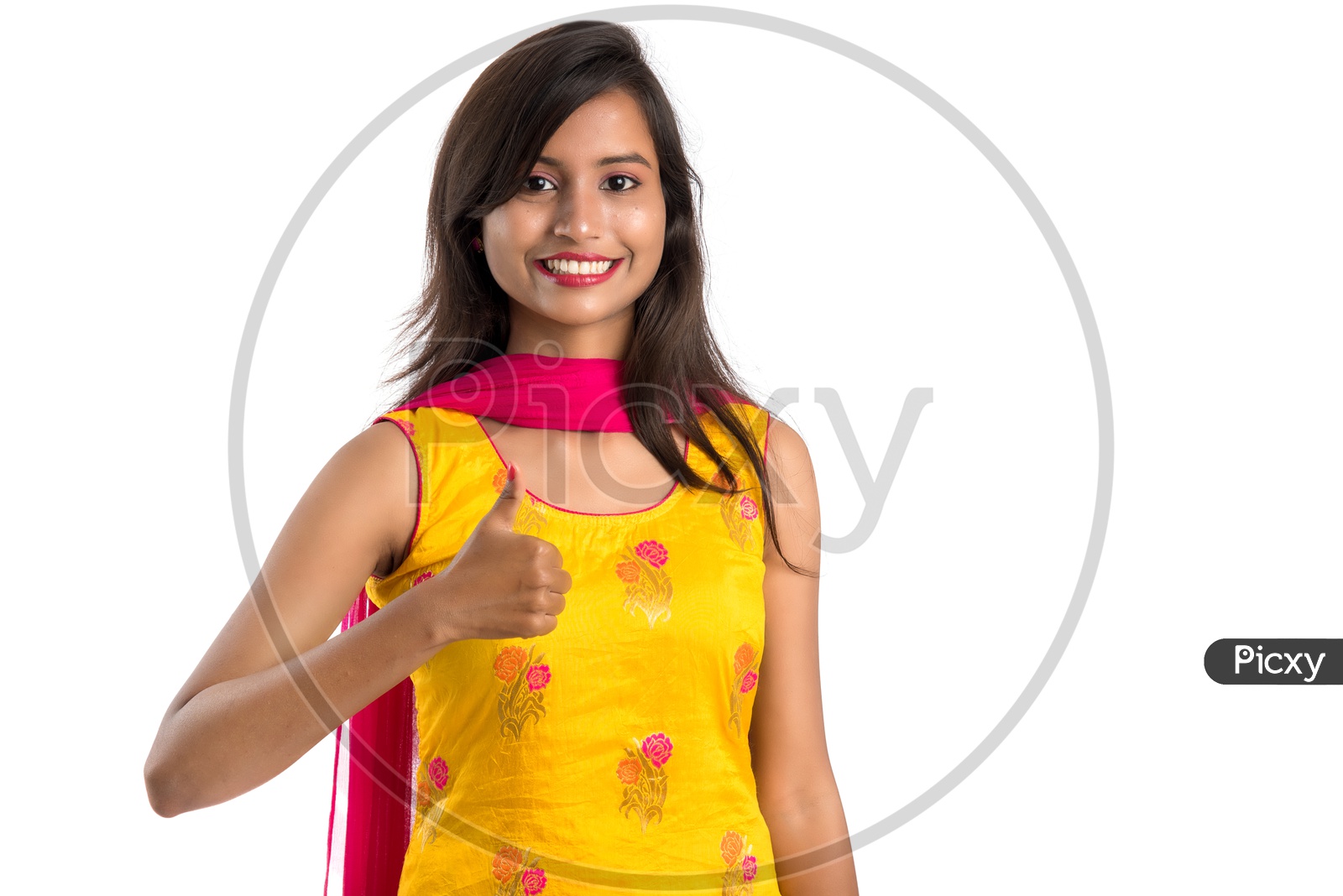 Young Indian Woman or Girl With Smiling Face And Gestures On an Isolated White Background