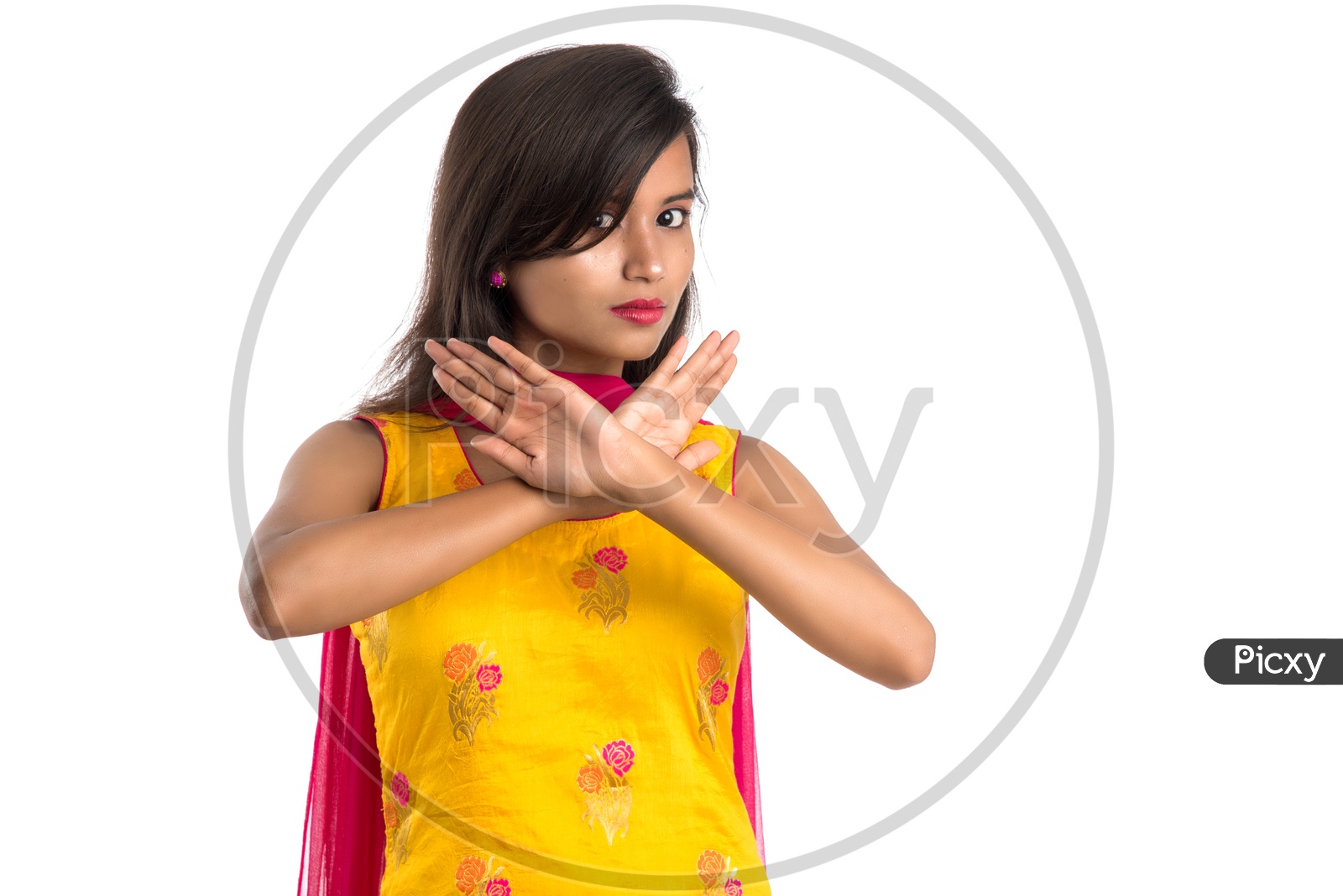 Young Indian Woman or Girl With Angry  Expressions And Gestures On an Isolated White Background
