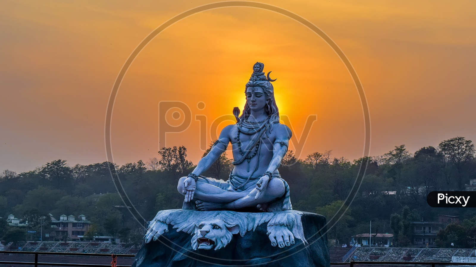 Lord Shiva and the sunrise view from Haridwar Uttarakhand India