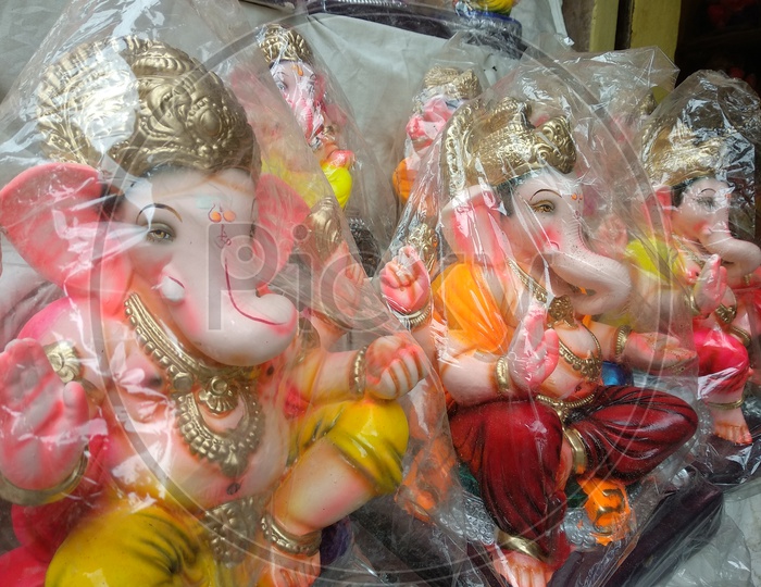 Ganesh Idol ready to sale at Dhoolpet for Ganesh Chathurthi