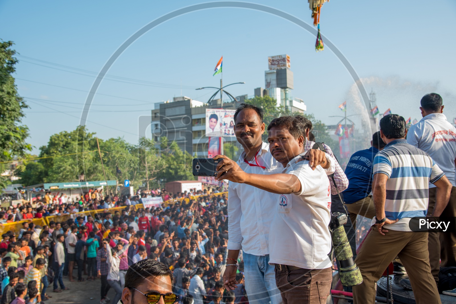 Crowd Or People Taking Selfies At The Dahi Handi Event