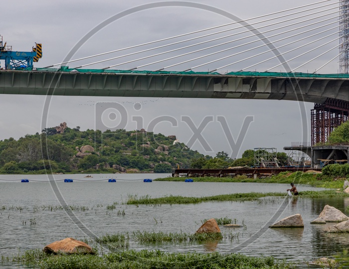 Under Construction  Cable Suspension  Bridge Across Durgam Cheruvu