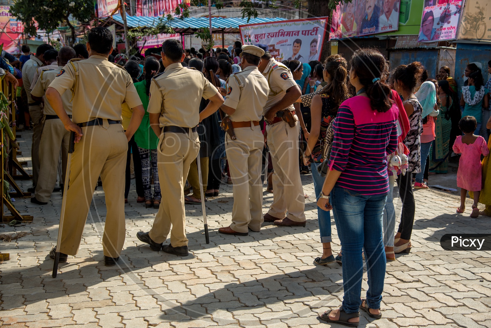 Indian Police Or Security Personnel At Public Events