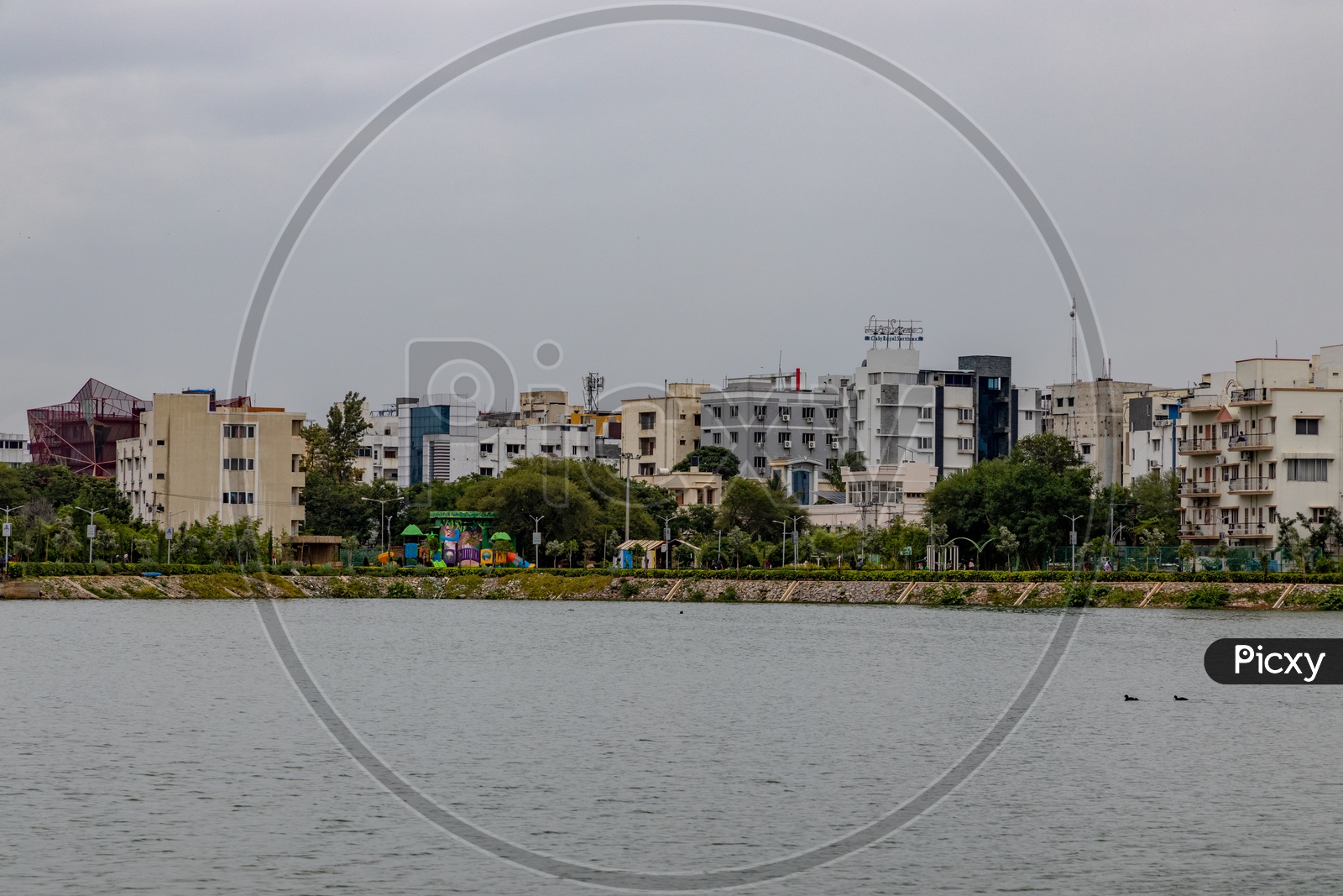 A View Of High Rise Apartments or Buildings From Durgam Cheruvu