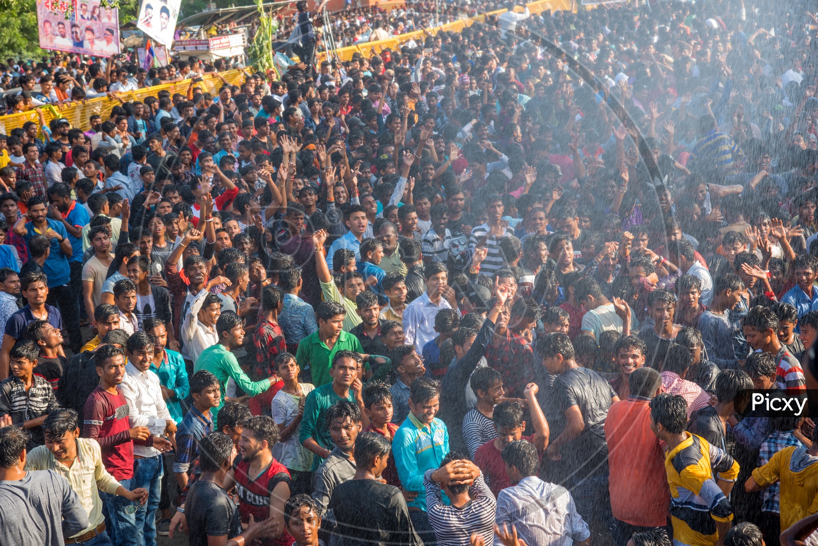 Image Of Crowd Of Young Indian People Enjoying And Dancing Govinda At 