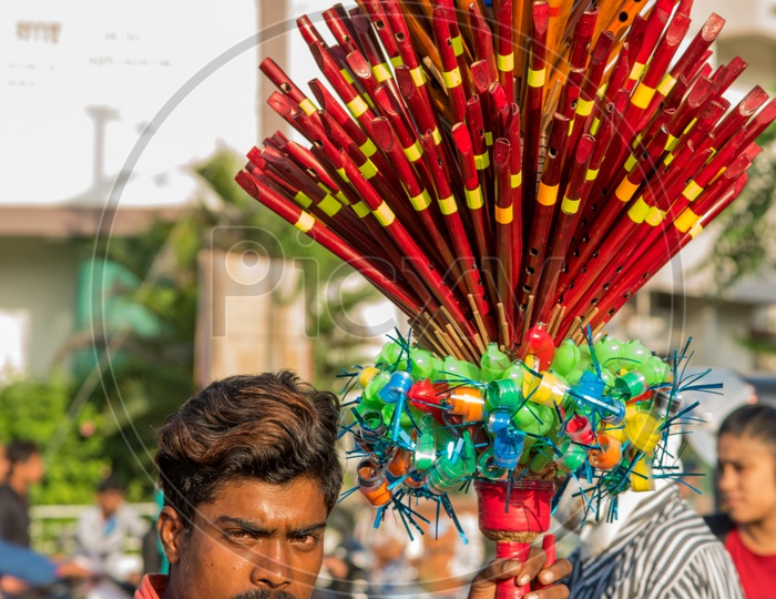 A Flute Vendor on The Streets Of India