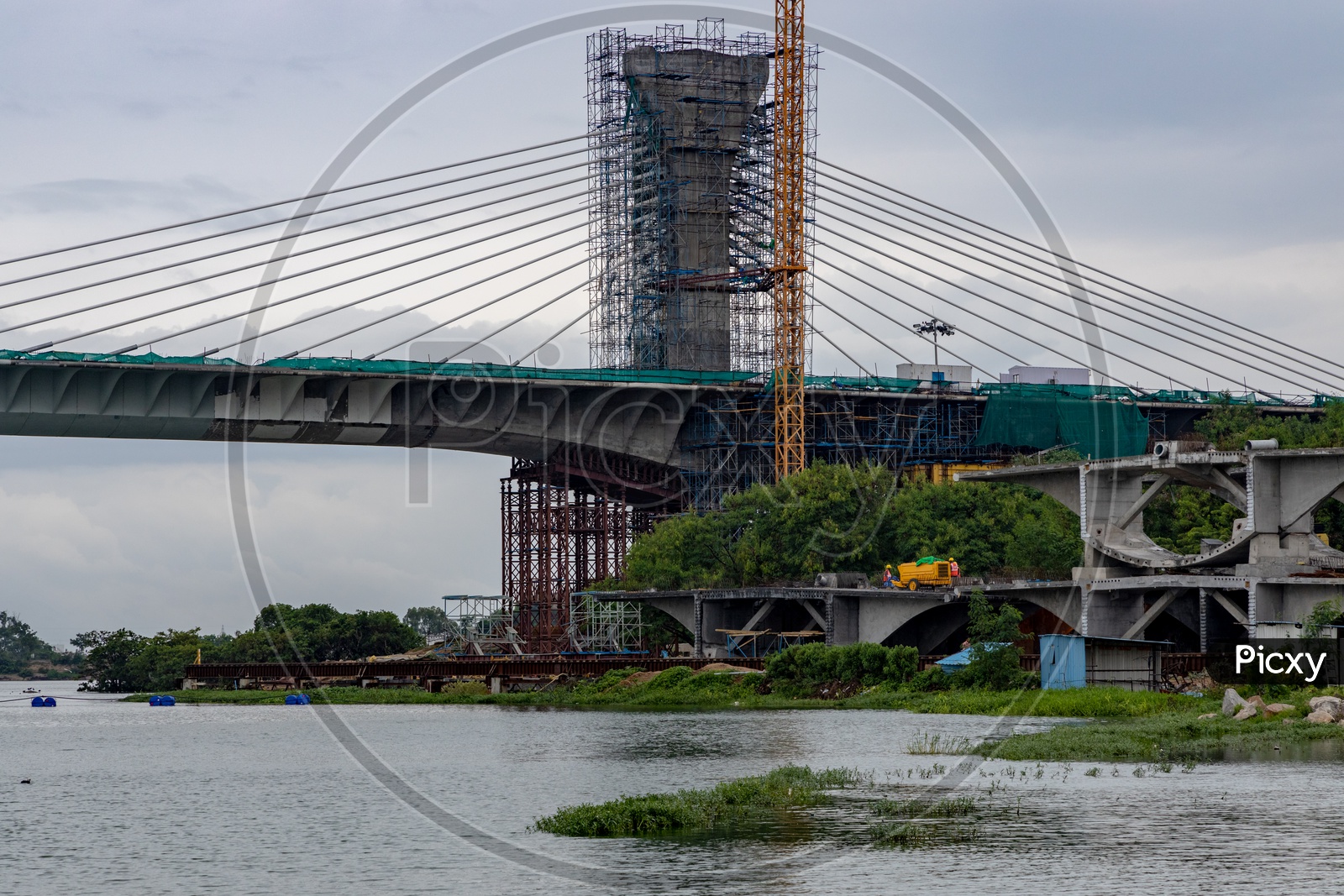 Under Construction  Cable Suspension Bridge Across Durgam Cheruvu