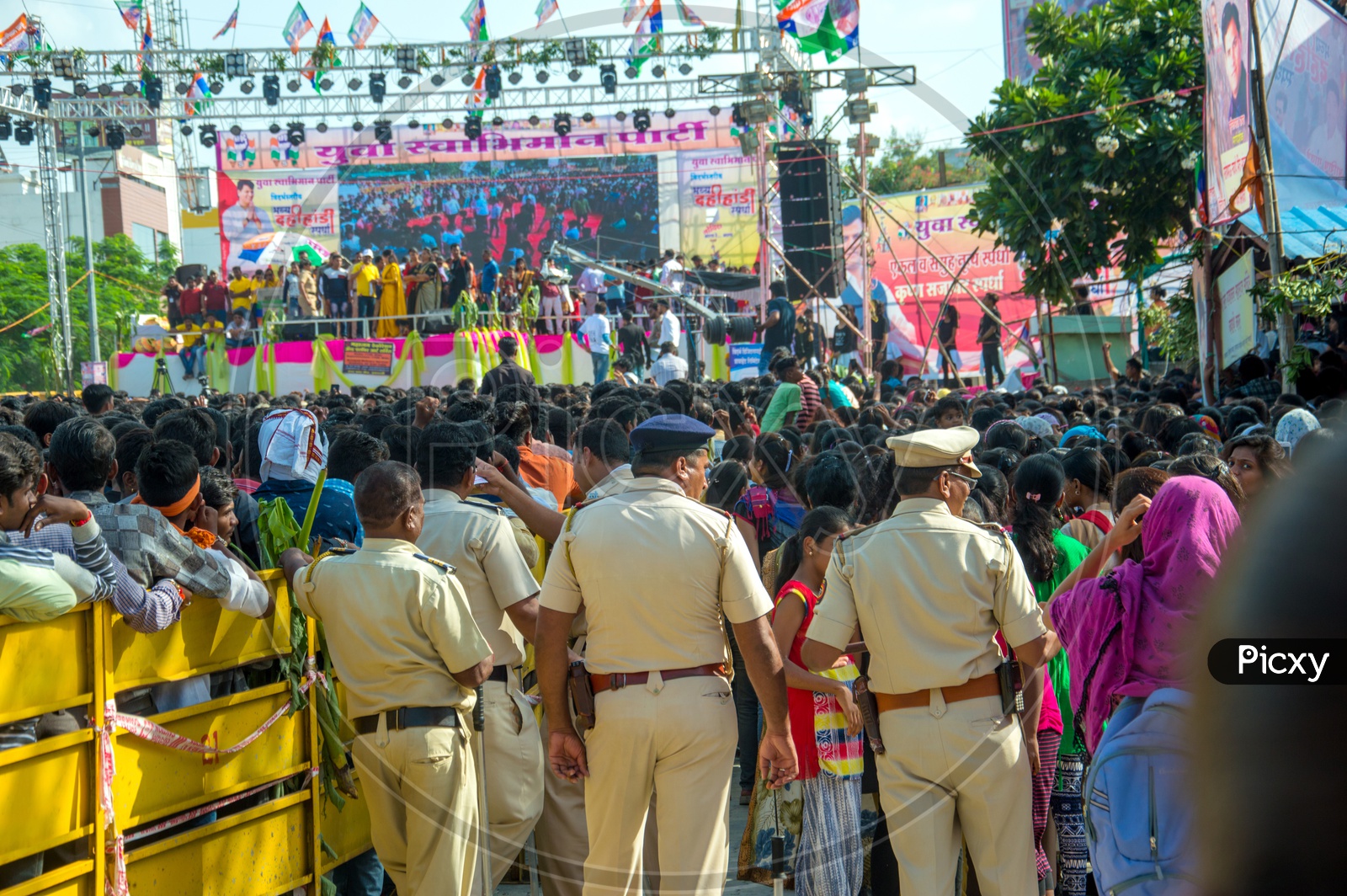 Indian Police Man Or Security Personnel At Public Events