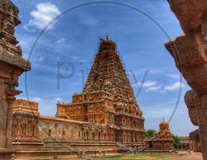 Thanjavur Temple Shrine With Blue Sky