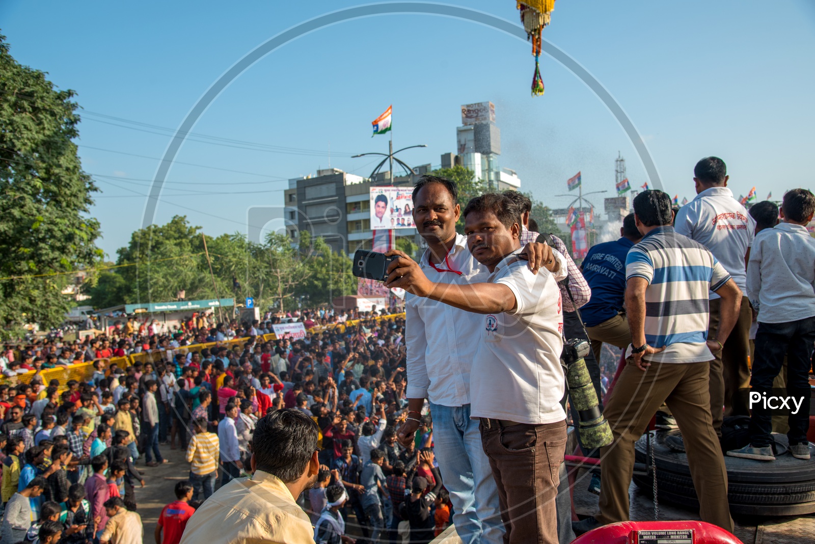Crowd Or People Taking Selfies At The Dahi Handi Event