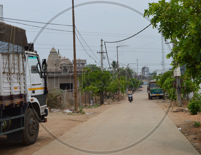 Roads With Heavy Lorries trucks Parked at Industrial Area