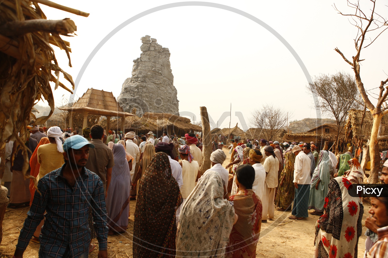 Crowd Gathering In a Rural Village