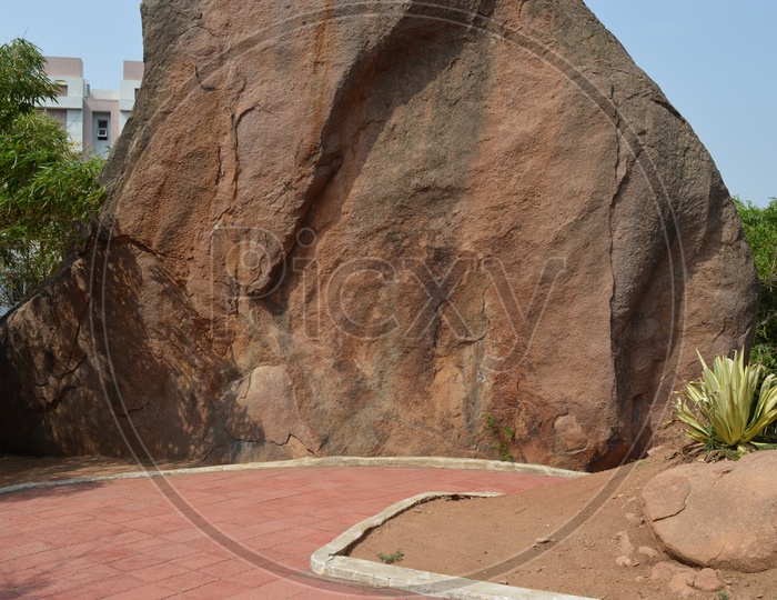 A Big Rock  Stone  In a Park