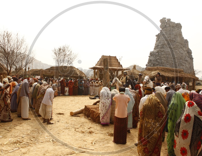 Crowd Gathering In a Rural Village