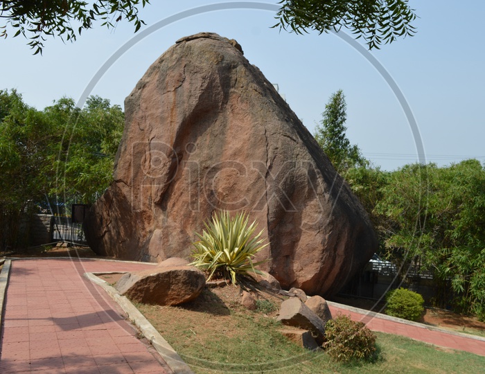 A Big Rock  Stone  In a Park