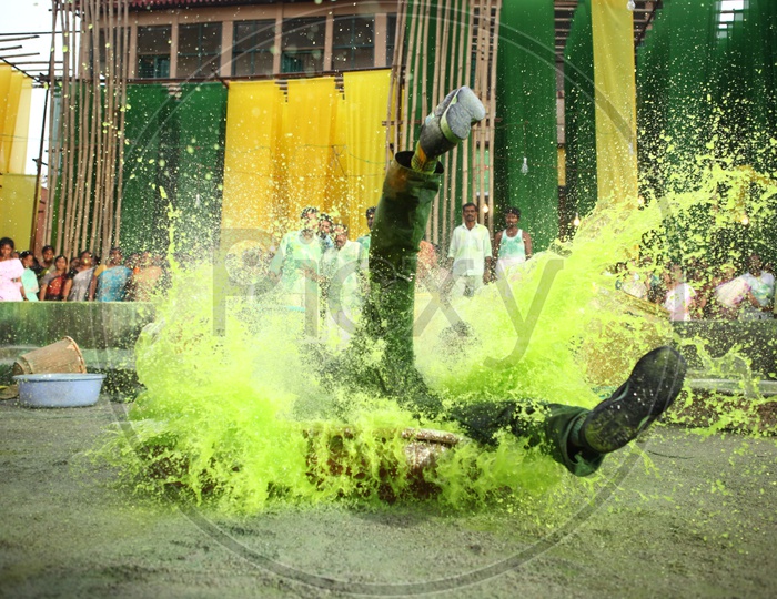 Fight Sequence in a Colour Dye Area