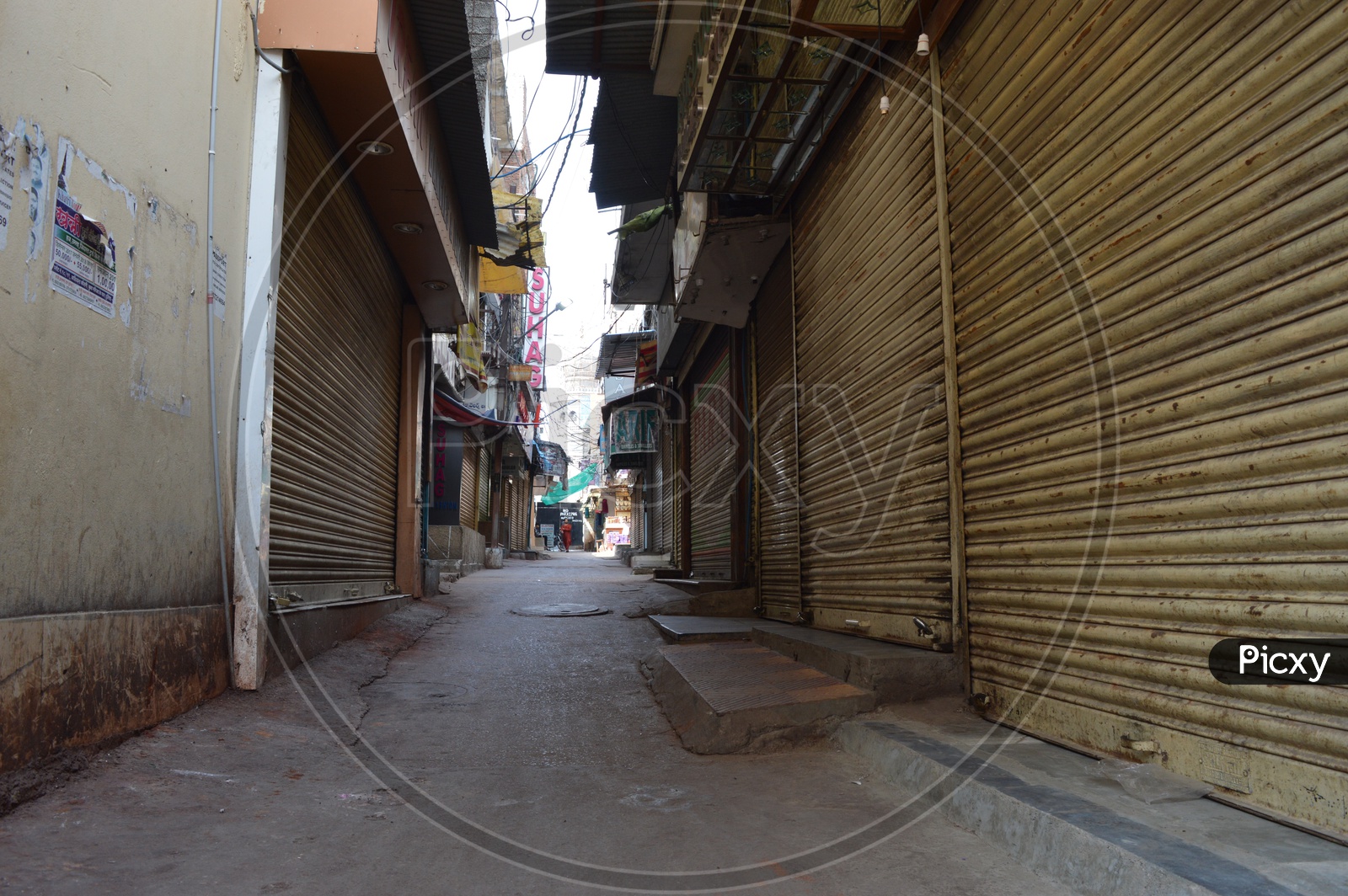 Streets Around Charminar With Shops Shut Closed