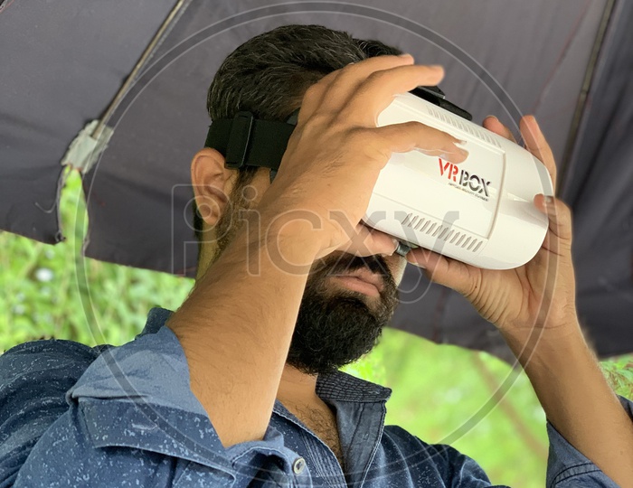 Man using VR box