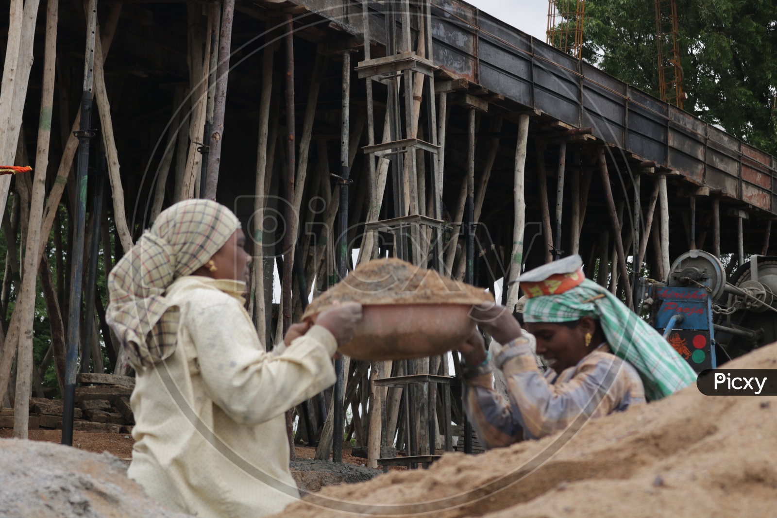 women working at construction site
