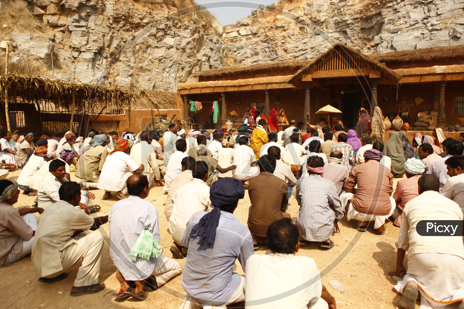 Villagers Gathered At a Place In A Rural Village