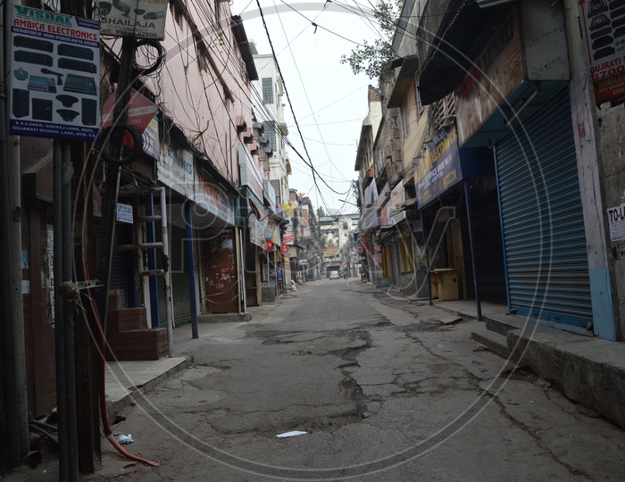 Empty Streets With Shops Shut Close In Koti
