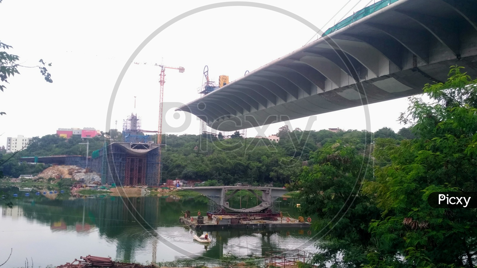 Durgam Cheruvu Cable Bridge Construction