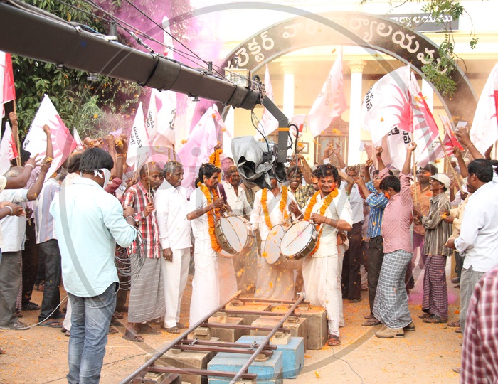 Image of Celebrations With Drums And Colour Splash At Collector Office